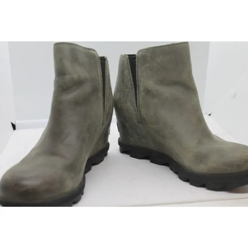 Sorel Joan of Arctic Quarry Gray Wedge II Zip Booties sz 6M